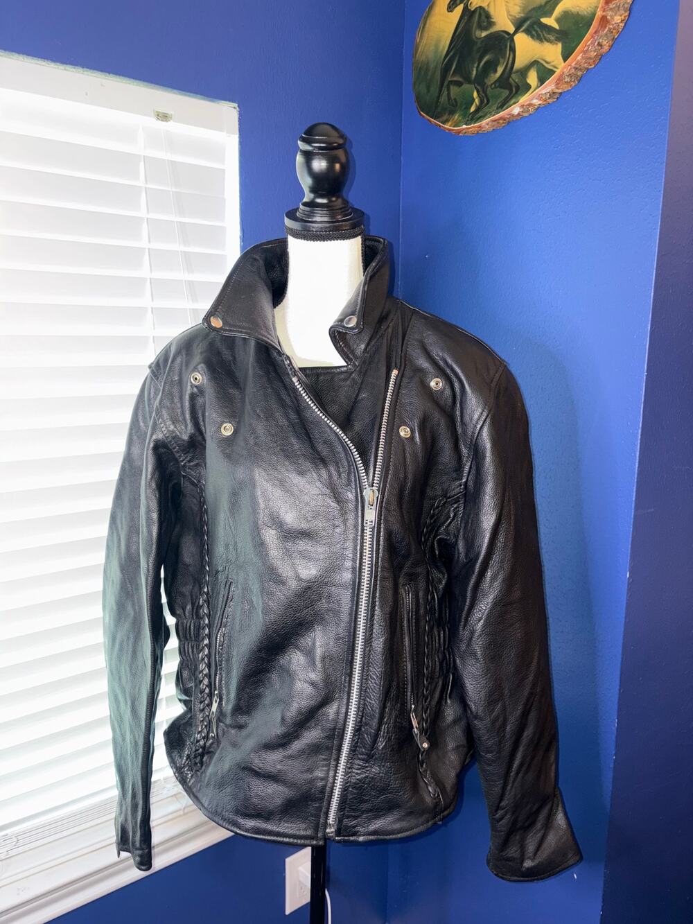 Black Genuine Leather Jacket โ XS